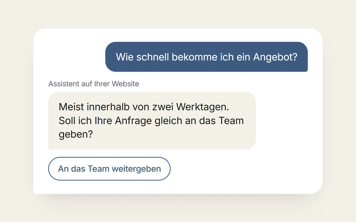 Beispielansicht: Assistent beantwortet eine Kundenfrage